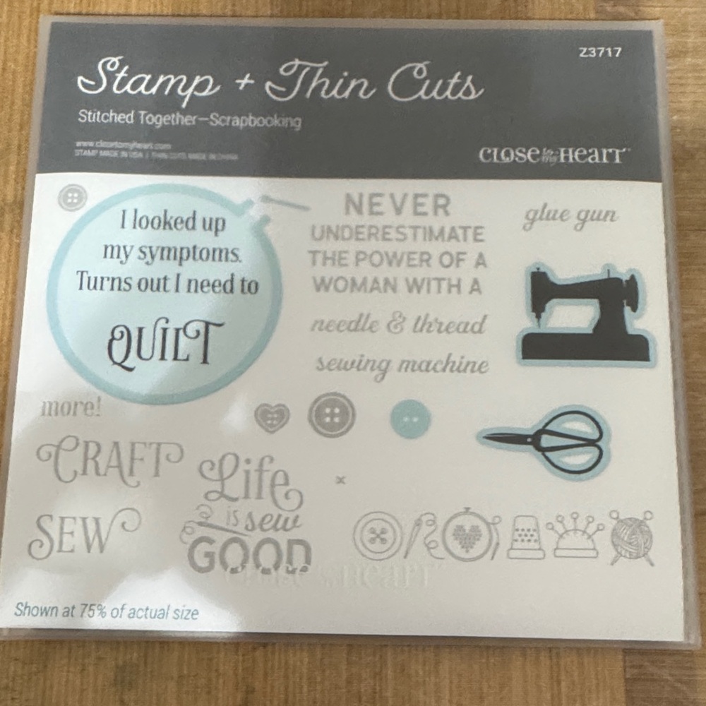Close To My Heart Stitched Together Stamp & Thin Cuts - Sewing Themed